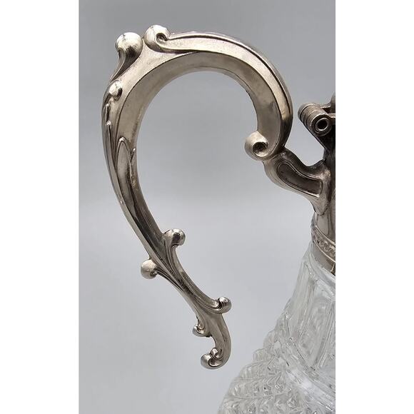 Vintage Sheraton-like Cut Crystal Water Pitcher Claret Jug Decanter - Picture 8 of 10